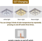 GreeLustr Modern Crystal Chandelier Square K9 LED Ceiling Light Fixture