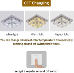 GreeLustr Modern Crystal Chandelier Square K9 LED Ceiling Light Fixture