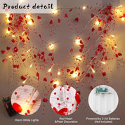 Valentine Heart Fairy String Lights 10ft with Red LED Glow – Battery Powered Romantic Decor