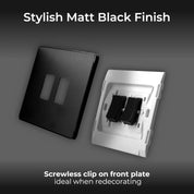 Double Wall Light Switch 2 Way Screwless Matt Black