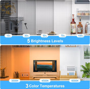 3W Dimmable Under Cabinet Kitchen Lights – Rechargeable 2000mAh Battery, 3 Color Modes, 120 LED Stick-On Display Light for Wardrobe, Mirror, Cupboard, Makeup Table, Bedroom, Wall
