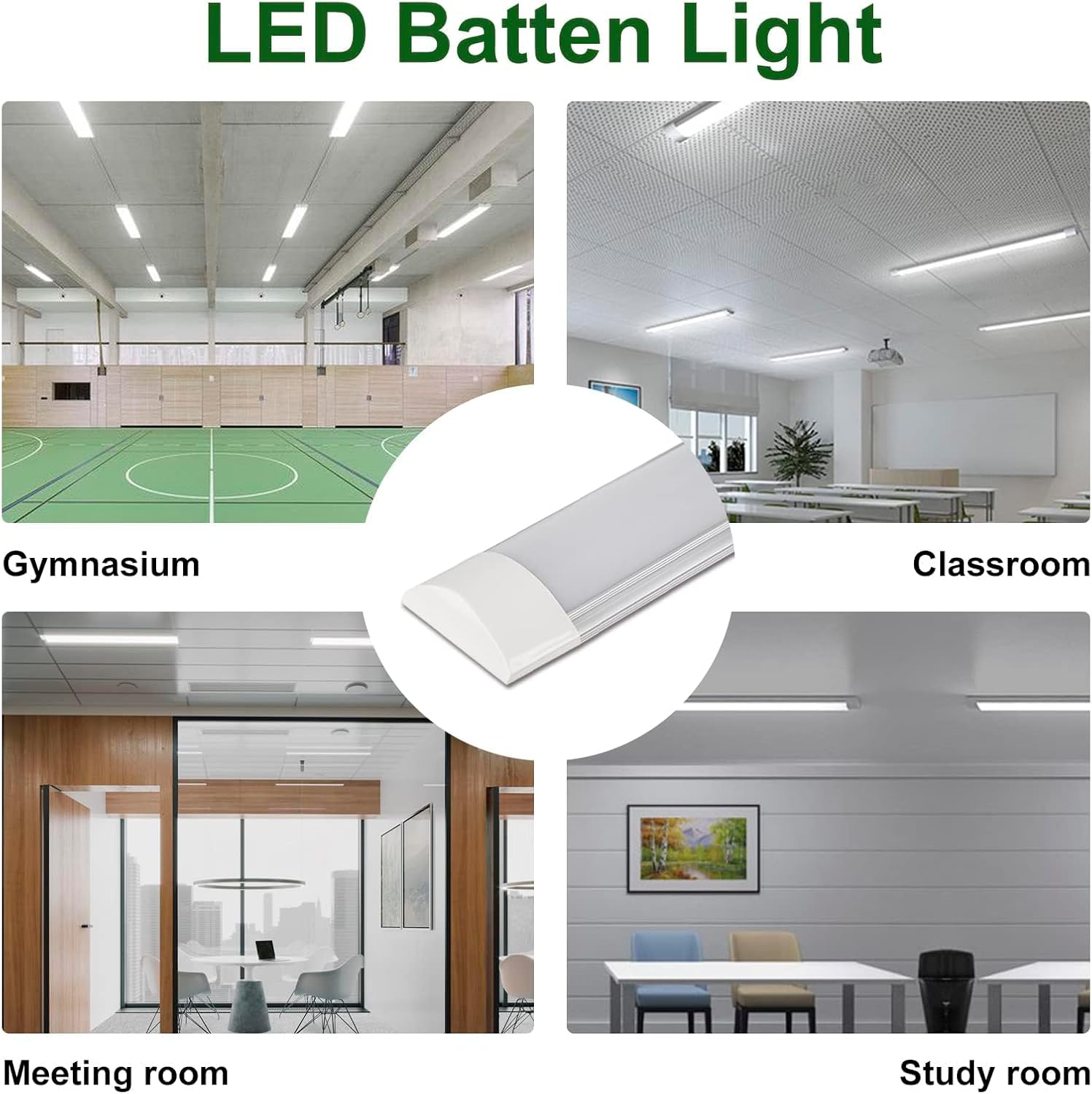 LED Batten Lights 6500K Daylight | IP20 Fluorescent Strip Ceiling Light UK