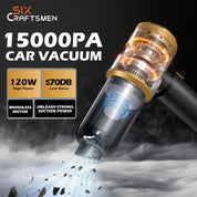 4-in-1 Handheld Car Vacuum Cleaner | 15000Pa Strong Suction Cordless Mini Hoover with 2000mAh Rechargeable Battery | Portable Powerful Cleaner for Car, Home & Office (Gold)