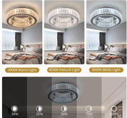 Modern Crystal Ceiling Light LED Chandelier Flush Mount with Remote