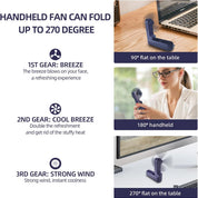 Foldable USB Handheld Fan 3 Speed Power Bank