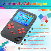 16 Bit Handheld Game Console – 220 Built-in Games, 3.0" Screen, Gift for Kids