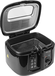 2.5L Electric Deep Fryer with Non-Stick Coating, Viewing Window, Internal Mesh Basket & Safety Handle – Easy Clean Countertop Fryer (Black)