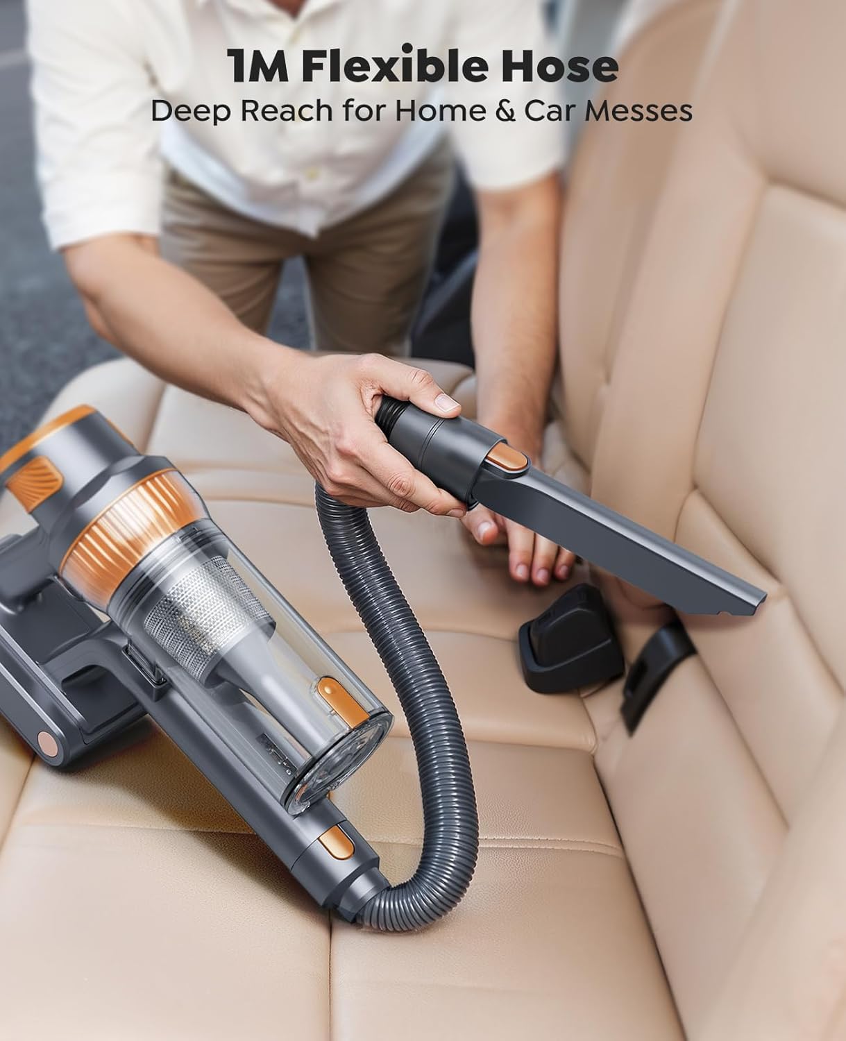 SMOTURE 600W Cordless Vacuum Cleaner, 50KPA Suction, 65Min Runtime, Touch Screen & Wall Mount, Anti-Tangle Design – VAC04