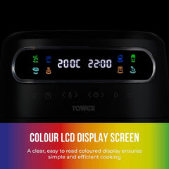 Tower T17125 Vortx 3L Digital Air Fryer – 1200W, Colour Display, Touch Controls & 7 One-Touch Presets, Healthy Low-Oil Cooking, Black