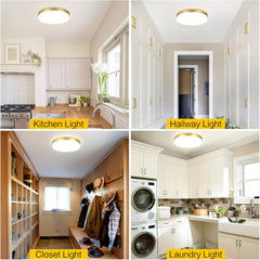 Gold LED Ceiling Light, 36W 4000K Natural White Round Ceiling Lamp 3240LM for Bathroom, Kitchen, Bedroom, Hallway, Utility Room, Laundry, Toilet, Porch, Ø23CM