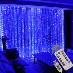 Copper String Curtain Lights – LED, 3x3m, USB Powered with Remote Control, Ideal for Home, Bedroom, Patio, Wedding, and Indoor/Outdoor Decorations, in Purple