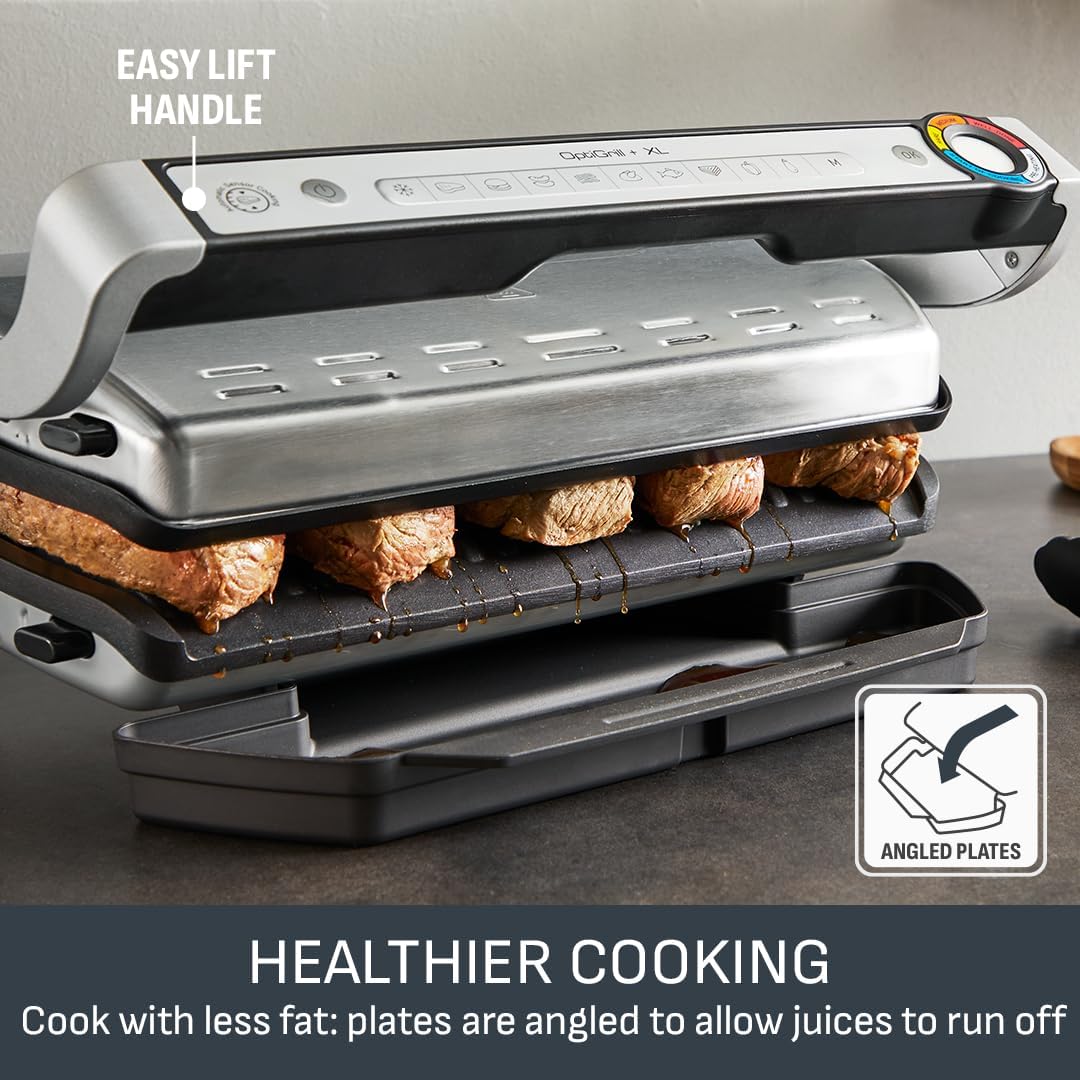 OptiGrill Plus XL Electric Grill – 9 Auto Cooking Programs, Non-Stick Removable Plates, Stainless Steel