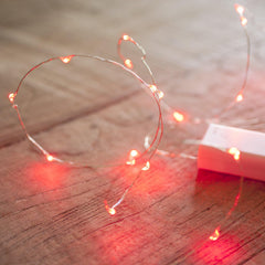 Battery Operated Micro Fairy Lights with 20 Red LEDs on Silver Wire for Indoor Decoration