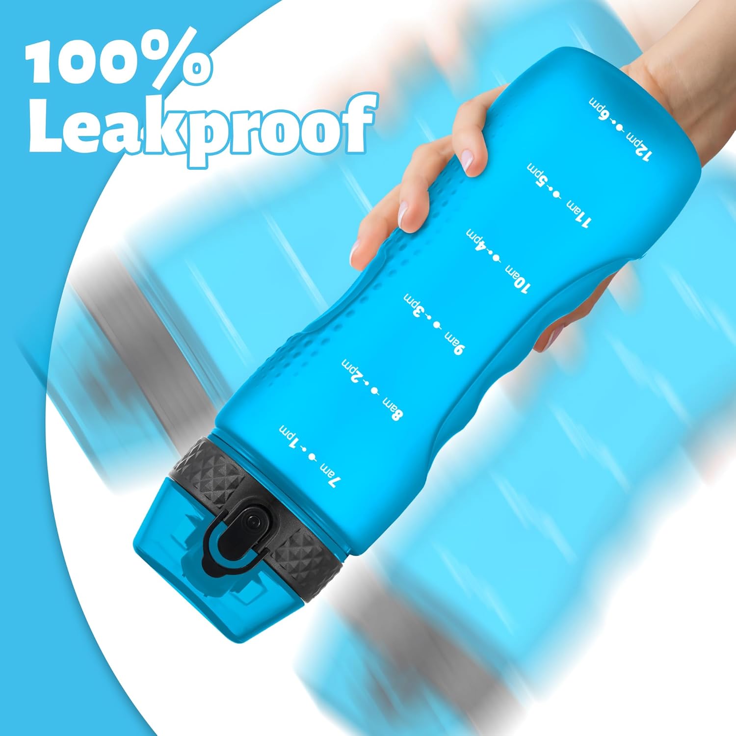 25oz BPA-Free Tritan Water Bottle – Leakproof Sports Bottle with Straw & Time Marks