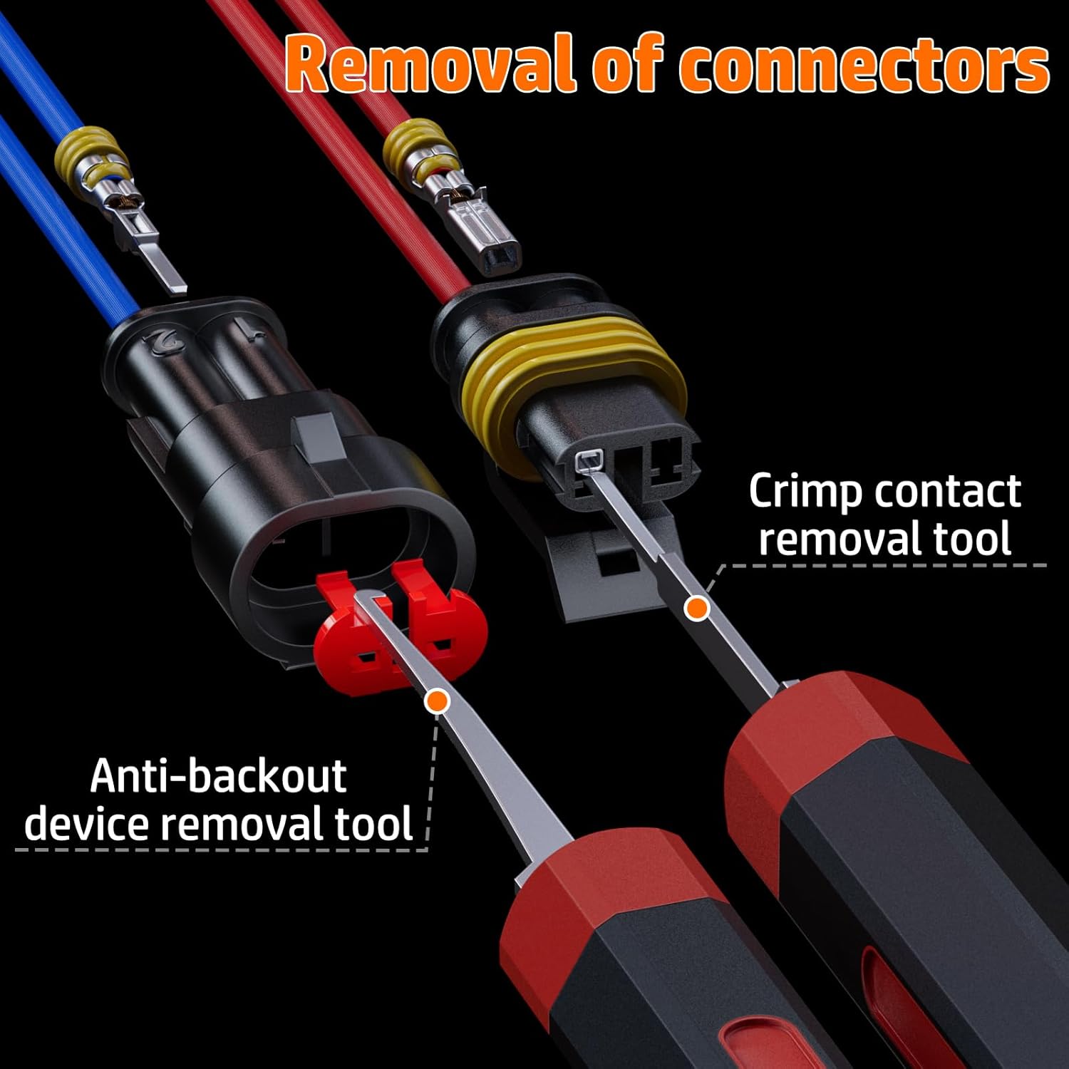 PEBA Waterproof Automotive Electrical Connectors Kit, Automotive Male/Female 1/2/3/4-Pin & Connector Plug and Ratchet Crimping Tool AWG 22-14, Ideal for Cars, Motorcycles & Boats | Pin Removal Tool
