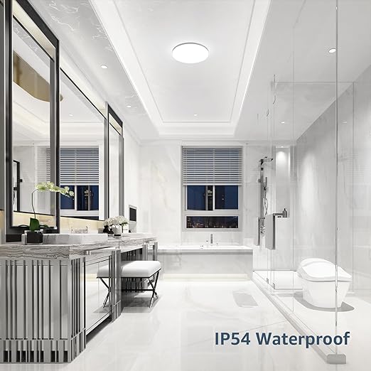 15W 1500LM LED Ceiling Light, IP54 Waterproof, 100W Equivalent, Modern Flush Mount for Bathroom, Kitchen, Porch, Bedroom & More.