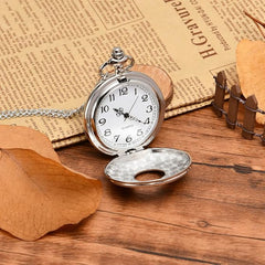 Modern Quartz Pocket Watch with Chain – Roman Numerals, Elegant Gift for Men