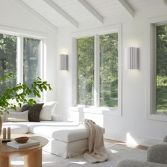 Modern Up and Down Wall Light – Dual GU10 Bulbs with White Ceramic Paintable Wave-Pattern Shade for Living Room, Kitchen, Bedroom, or Hallway