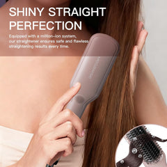 Hair Straightener Brush KL1025 – 2-in-1 Ionic Straightening & Detangling, Anti-Scald