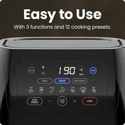 5-in-1 Air Fryer Oven with Rotisserie 10L, 1800W – 17 Presets, Bake, Roast, Dehydrate, Family Size with View Window