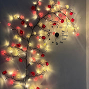 Rose LED Vine Wall Lights 3.9FT, 48 LED Blossom Branch Fairy Lights with Remote and 8 Lighting Modes for Bedroom Décor