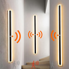 Outdoor Garden Wall Light with Motion Sensor Wall Lamp Indoor Black LED Long Wall Sconce Exterior IP67 Waterproof Modern Warm White Light Outside Porch Balcony Garage (120CM,Warm Light)