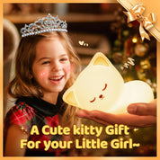 Baby Night Light Kids Lamp, Remote, 16 RGB Colors Cat Night Light, USB Rechargeable Night Light for Newborns, Girls Night Light Kids Bedroom Accessories