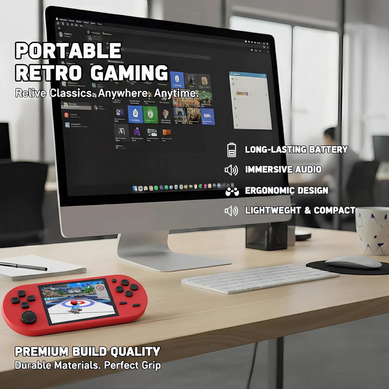 16-Bit Handheld Game Console – 3" HD Screen, 300 Built-in Retro Games, Portable Player for Kids & Adults