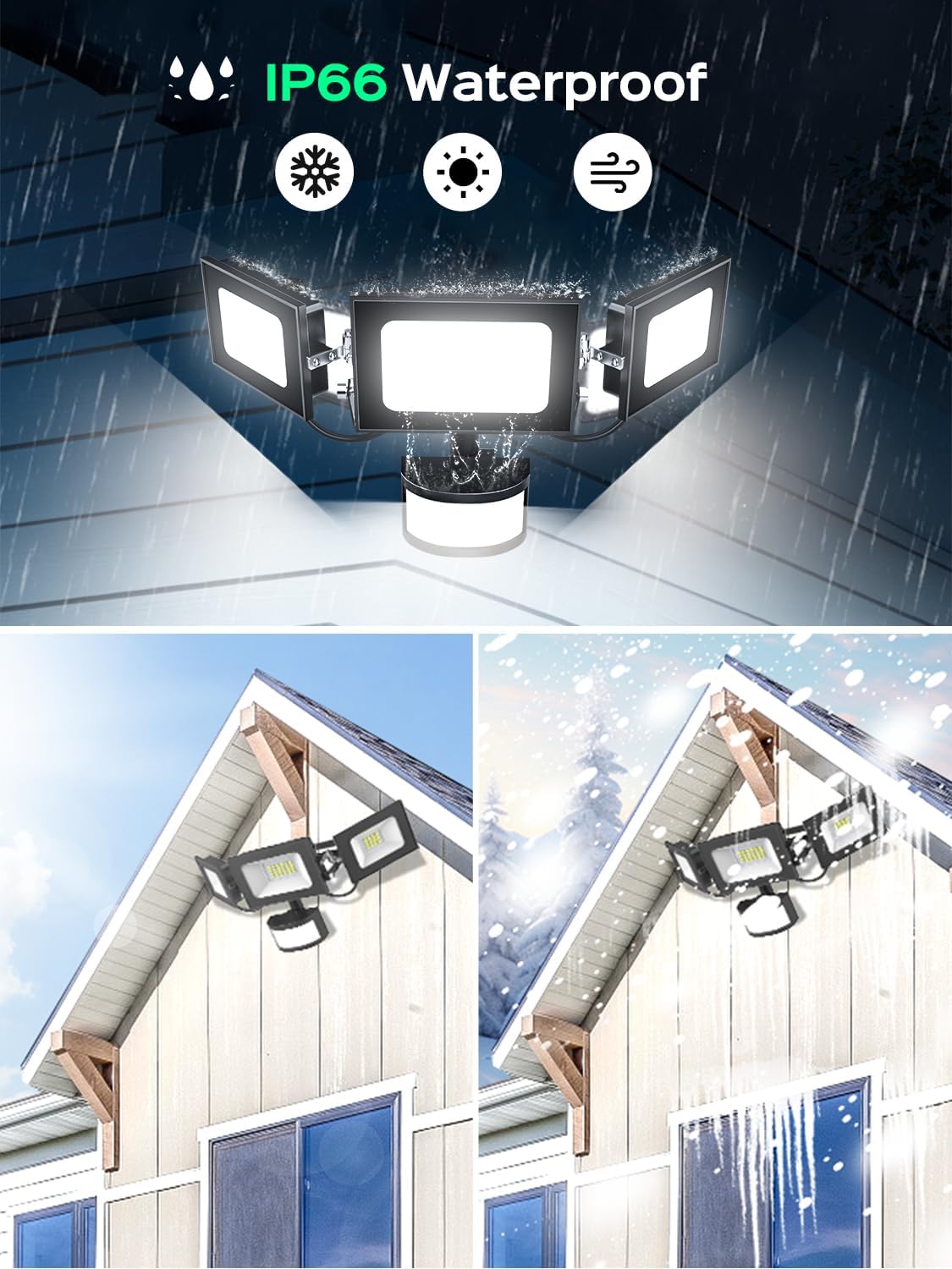 50W PIR Outdoor Security Light 5000LM with Remote IP66 Waterproof