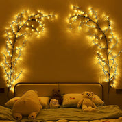 Warm White LED Willow Vine Wall Lights Set of 2, Plug-In Twig Fairy Lights for Indoor Bedroom and Living Room Décor