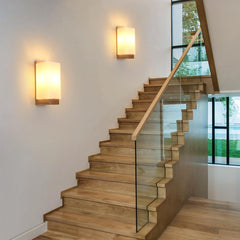 Wooden Wall Light Indoor, E27 Modern Minimalist Wall Lamp, Natural Wood Wall Lighting Fixture for Living Room, Bedroom, Bedside, Hallway, and Stairs (Without Bulb)