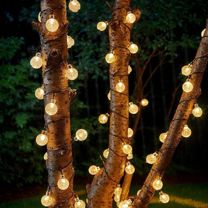 Solar LED String Lights - 100 Crystal Ball Fairy Lights 72ft
