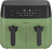 9L Dual Air Fryer XXL – 8 Presets, Oil-Free Healthy Cooking, Easy-Clean Metal Interior, 99-Min Timer – Sage Green