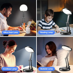 Cordless Rechargeable Table Lamp, 3600mAh Wireless Battery Desk Light, Dimmable Reading Lamp with 10 Brightness Levels, USB Lamp Rechargeable Light for Bedroom, Office, or Study