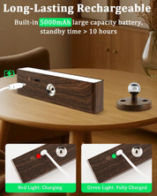 Rechargeable Wall Lights Indoor Set of 2 Wireless Magnetic Sconces Walnut