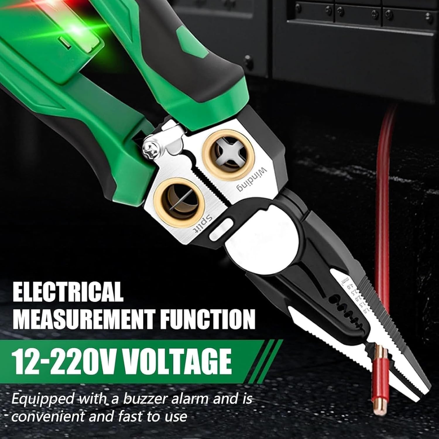 8 in 1 Wire Stripper with Voltage Tester, Multi-Function Electric Wire Stripping Tool, Heavy Duty 12-250V AC/DC Tester for Hot/Neutral Wires, Electrician Repair Tool