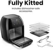 5-in-1 Air Fryer Oven with Rotisserie 10L, 1800W – 17 Presets, Bake, Roast, Dehydrate, Family Size with View Window