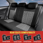 Universal Full Set Car Seat Covers – Gray Tire Track Design Seat Protectors