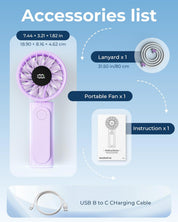 Portable Handheld Fan 4000mAh 6 Speed Foldable