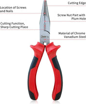 Sharp-tec 160mm Long Nose Pliers with Soft Grip Handles