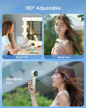 Portable Handheld Turbo Fan - 5 Gear High Speed 4000mAh Rechargeable Mini Personal Hand Fan Blow Cold Air, Battery Operated Travel Essentials, Beach Vacation, Gifts for Women, Men (Green)