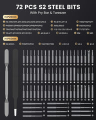 78-in-1 Mini Electric Screwdriver Set with 5 Precision Torque Settings, Magnetic Storage, LED Light & USB-C Charging, Cordless Screwdriver Set for Phone Camera Laptop Watchs Drone