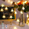 LED String Lights, Mains Powered 20 LED Star Christmas Lights with Remote Control 300cm, 8 Modes Fairy Lights for Girls Bedroom, Xmas Lights for Christmas Decoration Indoor Outdoor