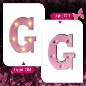 Pink LED Letter G Light – Warm Battery-Powered Night Light