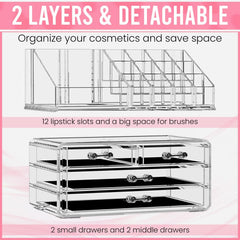 Clear Acrylic Cosmetic Organizer Drawers – Jewelry & Makeup Storage Case