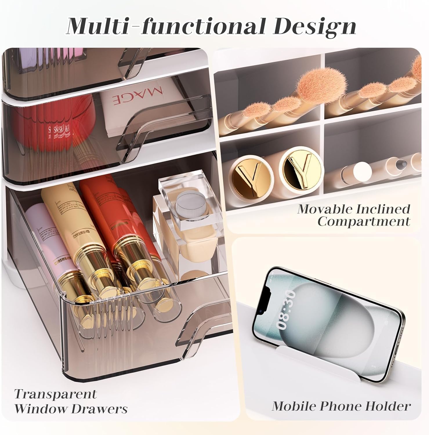 Makeup Organizer with Drawers – Multi-Function Cosmetic & Skincare Storage Box