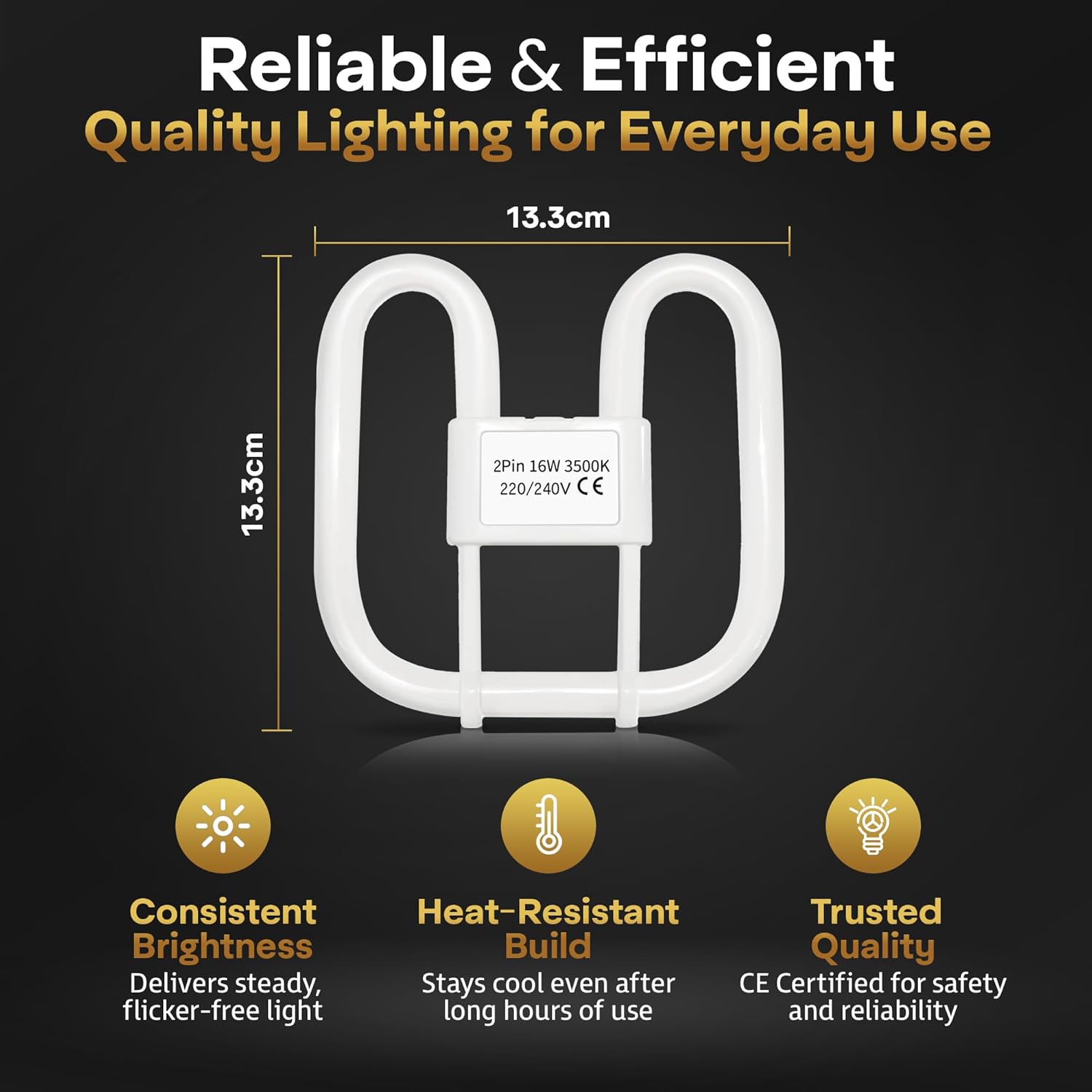 16W 2D Square CFL GR10q 2-Pin Bulb 3500K