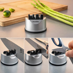 3-Stage Kitchen Knife & Scissors Sharpener – Repair & Restore Straight and Serrated Blades | Professional Blade Sharpening Tool