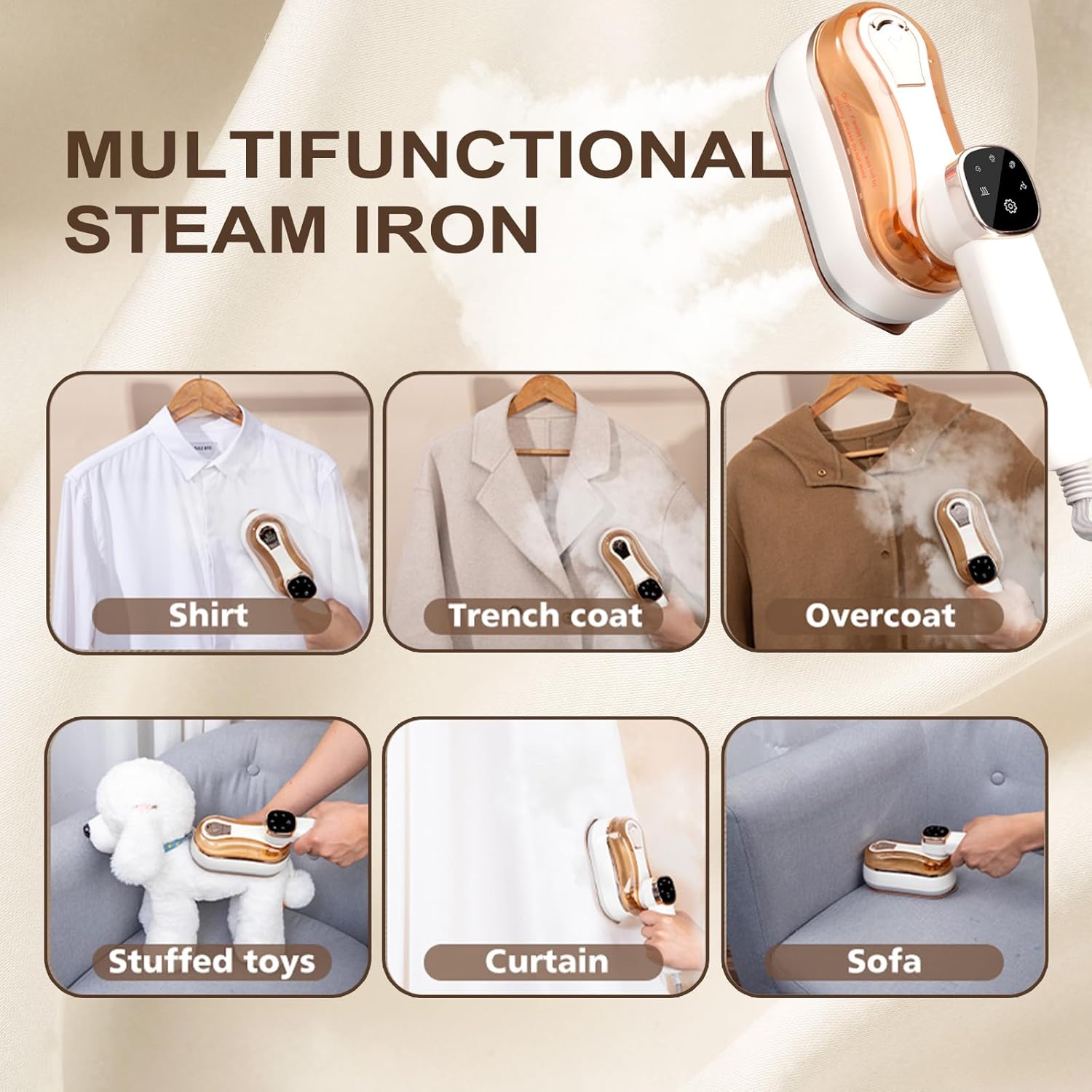 Travel Iron Portable Handheld Clothes Steamer for Wrinkle-Free Clothes On the Go - Steam Generator Iron Ideal Travel Essentials for Travel & Home Use (White)
