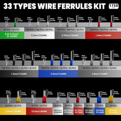 Ferrule Crimping Tool Kit 33 Sizes Hex Ratchet